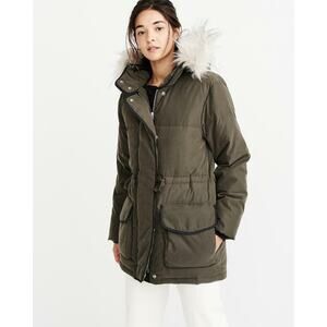 Abercrombie & Fitch Faux Fur Hooded Puffer Parka Jacket
